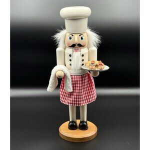 Christmas Nutcracker Chef - Red/white Apron with Gingerbread /Bread Tray 14"